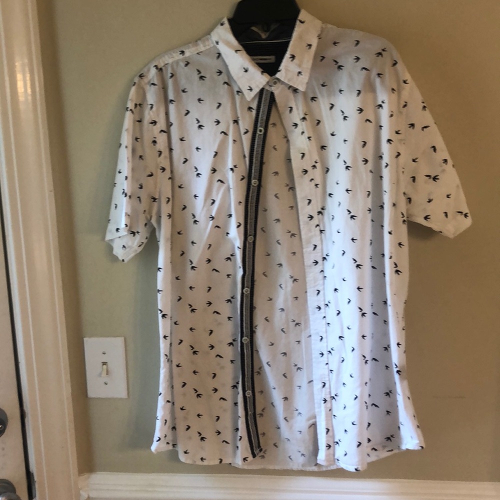 Men’s Fashion Nova Bird Print Short sleeve Button Down